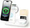 Induktive Ladestation für iPhone 16/15/14/13/12/11 Serie, 6 in 1 Kabelloses Ladegerät mit Nachttischlampe und Wecker, Wireless Charger Kompatibel mit Apple Watch Series, AirPods 4/3/2/Pro (Weiß)