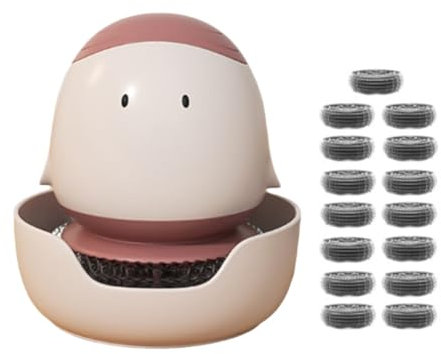 Juqoyue Geschirrspülbürste mit Seifenspender Cartoon Topfbürste mit Bodenhalterung Geschirrtopf-Pfannen-Spüle-Induktionskocher A