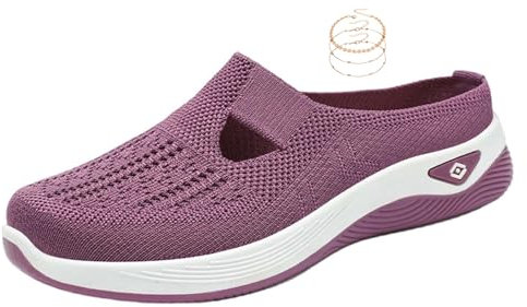 Open Toe Slippers Women Trainers for Women Wide Fit Wedge Athletic Sneakers Casual Fashion Non Slip Walking Shoes Soft Sole Slip-on Orthopedic Trainer Monthly payments Gold*1+Purple*1