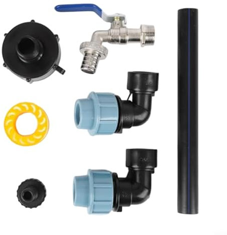 RichVibe IBC Tank Schwanenhals-Auslaufhahn 3/4 Zoll Wasserhahn Adapter S60x6 Gewindeanschluss für Regenbehälter Garten Bewässerungsgeräte Schwarz 25cm Länge