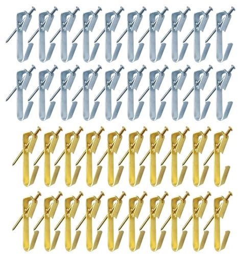 40 pezzi da 30 lb Heavy Duty appendiabiti con chiodi in metallo per muro a secco, pareti in legno, durata