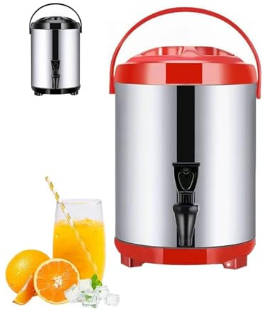 Dispensador de Agua Caliente Comercial, 6-12L Termo de Agua Acero Inoxidable con Grifo, Mantiene Calor 10-12 Horas, para Café, Té, Leche, Oficina, Cafetería, Eventos