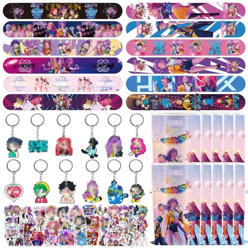 84 Stück Party Mitbringsel für Kinder, Anime Themen Partygeschenke mit Geschenktüten Schlüsselanhänger für Geburtstagsparty Mitbringsel für Jungen Mädchen, Give Away Pinata Füller Glücksrad Preise