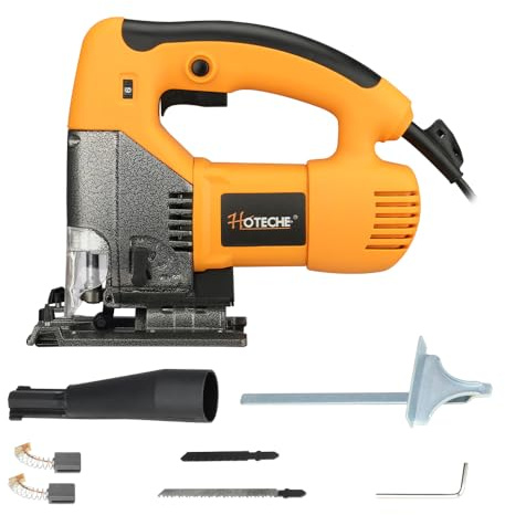 Hoteche Scie sauteuse 80 mm 600 W – 0-3000 tr/min à vide, jaune, emballage coloré