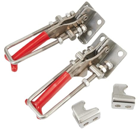 MoSundi 2 x robuste U-Bolzen-Kippklemme, Edelstahl 304, 200 kg Traglast, 6–30 mm Verstellbereich, PVC-Griff, Silber + Rot