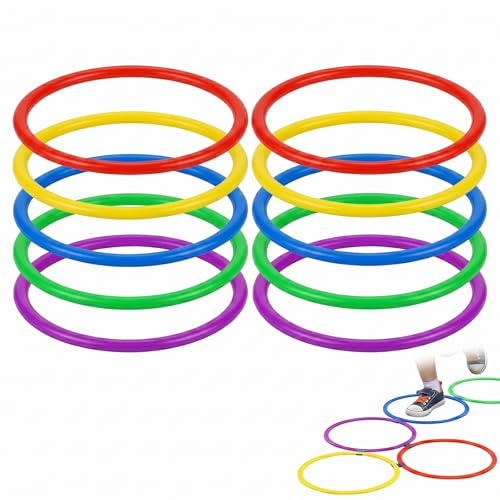 10 Stück Bunte Wurfringe, Jonglierringe, 20cm Kunststoff Ringe Werfen Spiel, Wurfstern, Frisbee Ring, für Ringwurfspiel Kinder, für Outdoor & Indoor, Ideal für Garten, Koordinationstraining