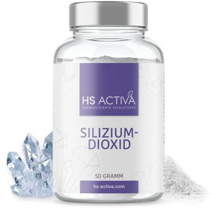 HS Activa Silizium hochdosiert 50g – Reines Siliciumdixoid zur Unterstützung normaler Knochen & Bindegewebe – Hochwertige Kieselsäure für Haare, Nägel & Haut – Vegan & Made in Germany