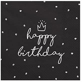 PartyDeco Servietten Happy Birthday schwarz 33x33cm/20St.