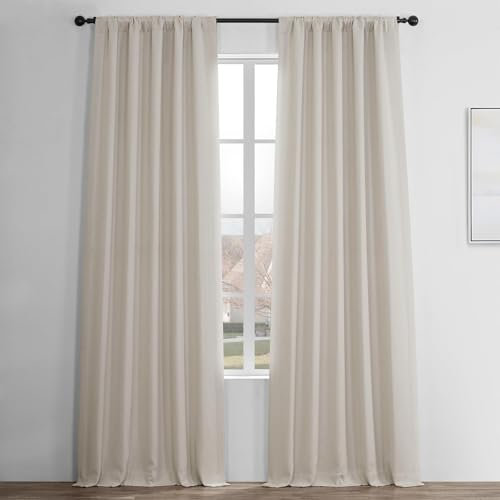 HPD Half Price Drapes BOCH-LN185-P oscuranti in Finto, Lunghe 305 cm, lussuose Tende in Lino per Camera da Letto e Soggiorno (1 Pannello), 127 x 120 cm, Betulla, Poliestere, W 50 x L 120 (1 Panels)
