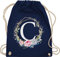 Shirtracer Turnbeutel Rucksack - Geschenk Initialen - Tasche - Blumenkranz Mit Buchstabe C - Unisize - Navy Blau - turn beutel buchstaben anfangsbuchstabe sportbeutel baumwolle anfangsbuchstaben