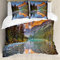 ABAKUHAUS Natur Bettbezugs Set Für Doppelbetten, Canadian Mountains, Milbensicher Allergiker geeignet mit Kissenbezügen, Blau Grün