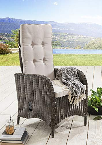 Beauty.Scouts Outdoor Collar Edition DEST Hochlehner Ray, Vintage braun, 60 x 62 x 110 cm, Polster Natur, Gartensessel, Gartenstuhl, Garten, Balkonsessel, Balkonstuhl