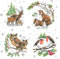 20 Servietten Tierfamilien im Winter | Fuchs | Eule | Reh | Hirsch | Vögel 33x33cm