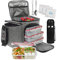 A2S Complete Meal Prep Lunch Box - 8 Pcs Set: Cooler Bag 3x Portion Control Bento Lunch Containers Leakproof 3 Compartments Microwavable BPA Free - Fork & Spoon - Thermos - 3x Ice Gel (Gray 8 Pcs Set)