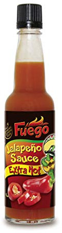 Fuego - Jalapeño Sauce Extra HOT | Extraschärfe zum Verfeinern von Fleisch, Gemüse | Zum Würzen von Saucen und Dips | Vegan, ohne Geschmacksverstärker | 100 ml in der Glasflasche