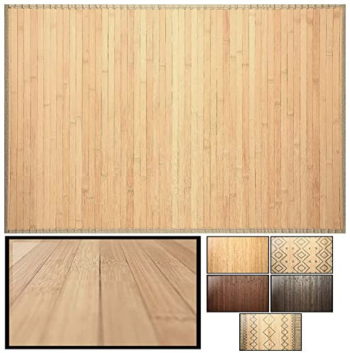 LucaHome – Alfombra bambú Uganda Ideal para Interior, Alfombra bambú para Cocina, salón, despacho, Dormitorio con Cenefa, Alfombra de bambú Antideslizante (Natural, 80x150cm)