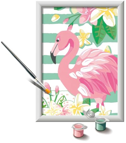 Ravensburger Kits de Peinture CreArt Think Pink Flamingo by Numbers pour Enfants et Adultes à partir de 7 Ans - Ensemble de Bricolage pour Enfants