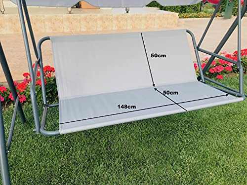 PETELA Ersatz-Schaukelsitzbezug für Hollywoodschaukel, Sitzbezug für Gartenstuhl, für den Außenbereich, 148 x 50 x 50 cm, Grau