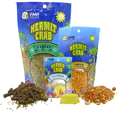 Needzo Hermit Crab Food, Treat and Calcium Block Set, Keep Your Pet Healthy All in One Natural Supplies and Habitat Necessities for Crabs, 3 Pack