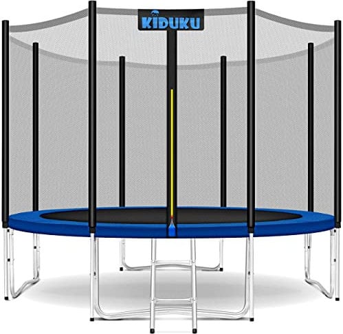 KIDUKU® Trampolin Ø 366 cm | TÜV Rheinland geprüft | Komplettset mit Sicherheitsnetz, Leiter, Randabdeckung & Zubehör | Outdoor Gartentrampolin Kinder-Trampolin Belastbarkeit 150 kg