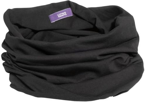 Living Crafts - LOURDES | Multifunktionstuch, Herbst- & Winterschal, Halstuch, Motorrad-Gesichtsmaske, Halswärmer, Wolle, Baumwolle (Bio) für Damen und Herren (Black)