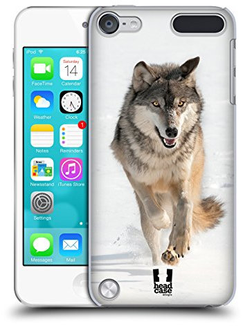 Head Case Designs Grauer Wolf Rennt Tierwelt Harte Rueckseiten Handyhülle Hülle Huelle kompatibel mit Apple iPod Touch 5G 5th Gen