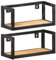 vidaXL 2X Raues Mangoholz Wandregal Industriestil Bücherregal Schweberegal Wandboard Regalbrett Hängeregal Dekoregal CD DVD Regal 40cm