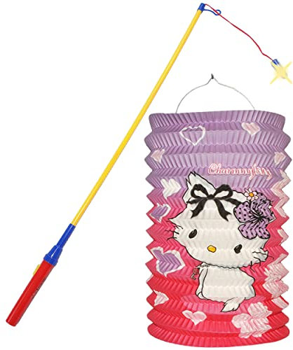 alles-meine.de GmbH 2 TLG. Set: Laterne/Lampion + LED Laternenstab - Katze - Charmmy Kitty - für Kinder - Papierlaterne - Laternen Lampions - LANG - Papier - Batterie betri..