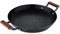 MasterPRO Odin - Gril rond de 32 cm, Anti-adhésif, poignées ergonomiques en bois d'acacia, idéal pour la cuisson au barbecue, Convient à l'induction et au four, Sans