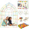 SIENIANLINE Kids Fort Building Kits 480 pcs(Comprend 96 Tube, 76·5 connecteurs et 4 Roues), Châteaux Tunnels Jouer Intérieur et Extérieur Cadeau pour Garçons Fille-Réutilisable