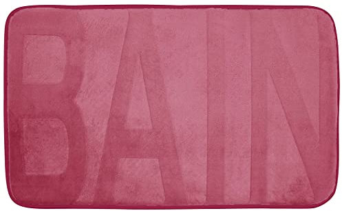 Douceur d'Intérieur, Tapis de Bain (45 x 75 cm) Bain Framboise, Microfibre Relief