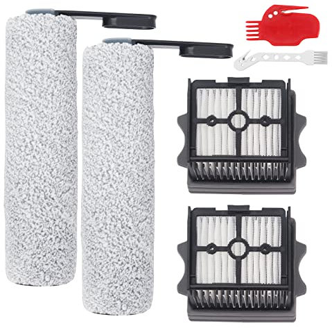 DingGreat Rouleau de brosse de rechange et ensemble HEPA Convient pour Tineco Floor One S5 Combo Aspirateur (2 x brosse à rouleau + 2 x filtre d'aspirateur)
