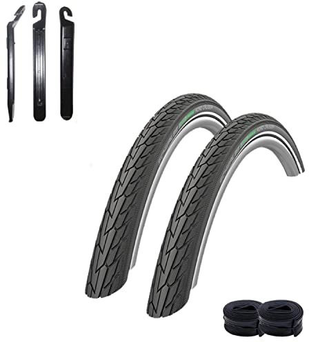 2 x Schwalbe Road Cruiser Fahrradreifen Schwarz 47-559 (26 x 1,75) + 2 x AV13 inkl. Reifenheber