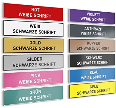 Premium Klingelschild stabile Ausführung mi Facette selbstklebend - Made in Germany - Namensschild mit Gravur - graviertes Schild für Haustür, Briefkasten - Briefkastenschild Wetterfest (Gold)