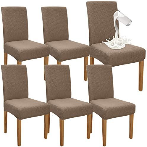 Granbest Premium Wasserdicht Esszimmerstuhl Abdeckungen Satz Von 6, Elastische Hohe Zurück Stuhlhussen Slipcover Für Esszimmer, Abnehmbaren Stuhl Schutz Für Küche, Party, Hotel (6er Set, Kamel)