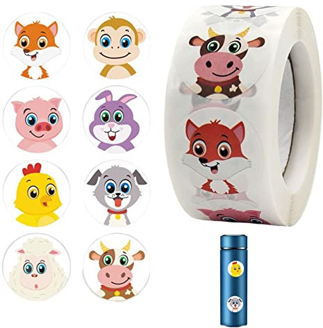 smashing Tieraufkleberrolle | Entzückende Farm Animal Sticker Sheets,Aufkleberbögen für Kinder, Geschenketiketten, jeder misst 2,5 cm im Durchmesser