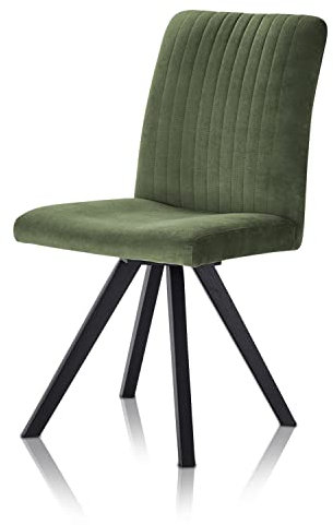 smart drehbarer Esszimmerstuhl - Bezug Mikrofaser grün, 180° drehbar mit Auto-Return - Massivholz Stuhlbeine - Küchenstuhl, Polsterstuhl mit Schaumstofffüllung