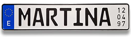 Placa de identificación con Fecha de Nacimiento, Placa de matrícula en Relieve Personalizable, ya Sea cumpleaños o Bautizo (negro)