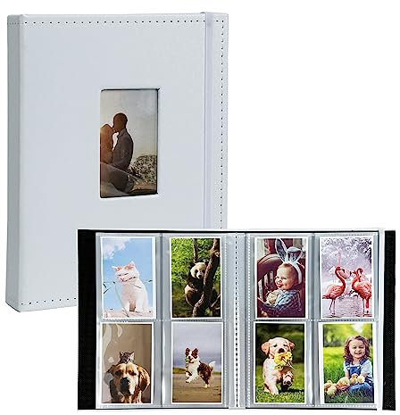 Photo Albums, 208 Pockets PU Leather Mini Album Compatible with Fujifilm Mini 7s 8 8+ 9 25 26 50s 70 90 Film, PIC-300 Z2300 Film Instant Camera, White