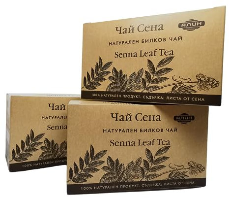 ALIN tè alle foglie di senna 20 bustine di tè per confezione, tisana naturale al 100% - senza additivi, erba di senna, lassativo naturale con effetto delicato