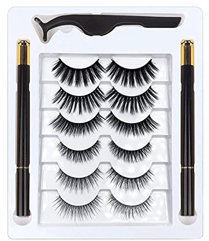 Obahdirry Magnetischer Lidstrich und Wimpern Set3D Magnetischer Wimpern Set mit 6 Paar Wiederverwendbaren Wimpern, Pinzette und Lidstrich 02
