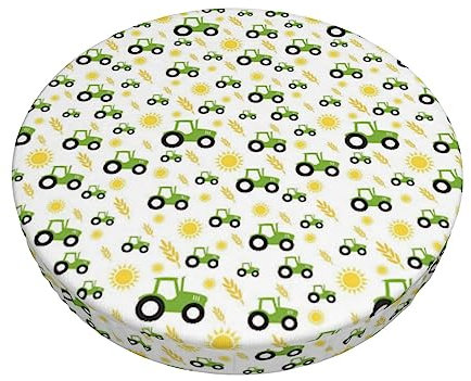 Traktor Farming Stuhlkissen, runde Sitzkissen, Barstuhl-Kissenbezug für Zuhause, Esszimmer, Bar, Hochzeit, Party, Dekoration, Schwarz