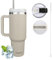 STARLA Mug Isotherme avec paille et poignée, 1,2l grand, 2 couvercles, tasse isotherme étanche, tasse à café à emporter, tasse à eau, tasse à boisson, tasse de voyage, tasse à boire (Dune)