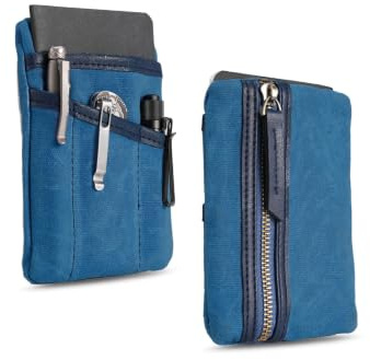 Sayram SP4 EDC Pouch Tasche, kompakter EDC Taschen Organizer aus gewachstem Canvas, Reißverschlusstasche für Herren, EDC Pocket Organizer für Kleingeld, Notizbuch, Taschenlampe