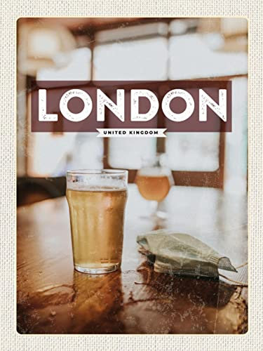Blechschild 30x40 London UK Kingdom Corona Wand Deko Cafe Sammler Geschenk