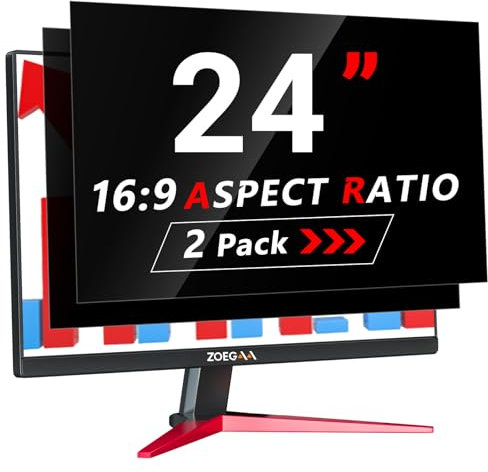 ZOEGAA 2 Stück Blickschutzfilter 24 Zoll Monitor 16:9 Entwickelt und Produziert Fabrik,Abnehmbar und Anti-Blaulicht Blickschutzfolie für HP Dell Acer Asus Samsung Lenovo