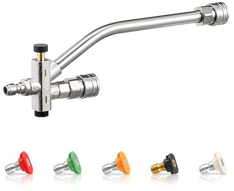 M MINGLE Dual Lance Pressure Washer Wand for Foam Cannon, Dual-Connector Power Washer Wand with 5 Pressure Washer Nozzle Tips, 5000 PSI