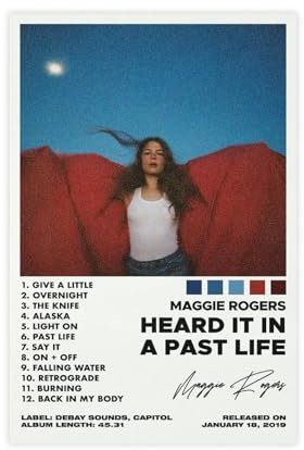 Yeepi Maggie Rogers Poster Heard It In Albumcover, Leinwandposter, Wandkunst, Dekordruck, Bild Gemälde für Wohnzimmer, Schlafzimmer, Dekoration, ungerahmt, 30 x 45 cm