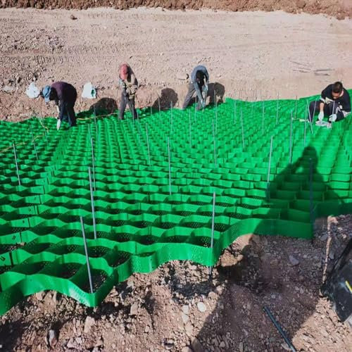 Kiesgitter Grüne Geo-Gitter-Einfahrtsstabilisierungsgitter, Schneidbare Waben-Geo-Bodengitter-Einfahrts-Kunststoffpflastersteine, 2 Zoll Dicke Bodenunterlage, Einziehbarer Erosionsschutz Für Garten- U