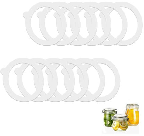HIOQFR 12 Pièces Joint Bocaux Silicone Rondelle Caoutchouc Bocaux Blanc Joints Bocaux Sterilisation Joints de Pot de Rechange Joint d'Étanchéité de Pot pour Bocaux en Verre, Conserver Les Aliments